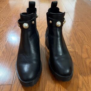Karl Lagerfeld Black Ankle Boots with Pearl Details